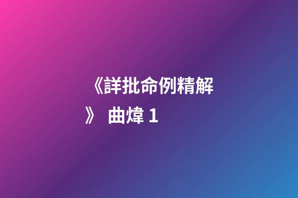 《詳批命例精解》 曲煒 1